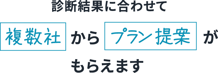 診断結果に合わせて複数社からプラン提案がもらえます