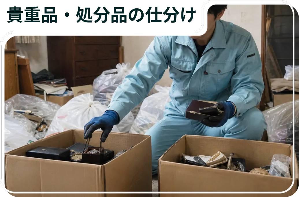 貴重品・処分品の仕分け